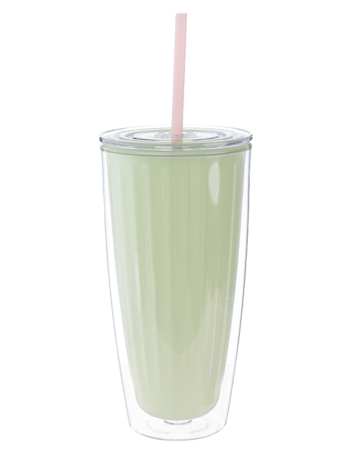 Vaso con tapa y popote Bluforest con 3 piezas