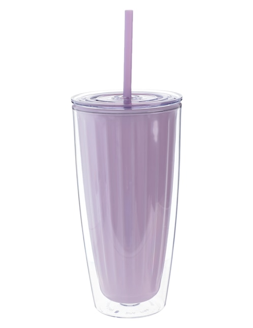 Vaso con tapa y popote con 3 piezas 1