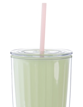 Vaso con tapa y popote Bluforest con 3 piezas