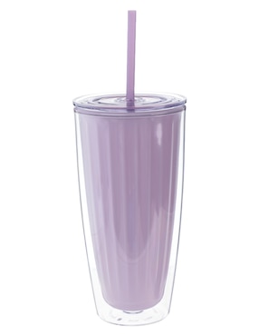 Vaso con tapa y popote Bluforest con 3 piezas