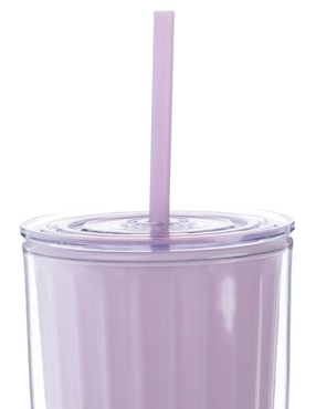 Vaso con tapa y popote Bluforest con 3 piezas