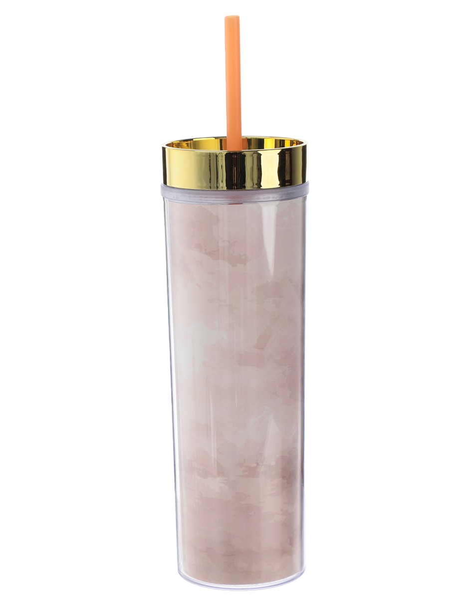 Vaso con tapa y popote de plástico con 3 piezas Vaso con tapa y popote de plástico con 3 piezas