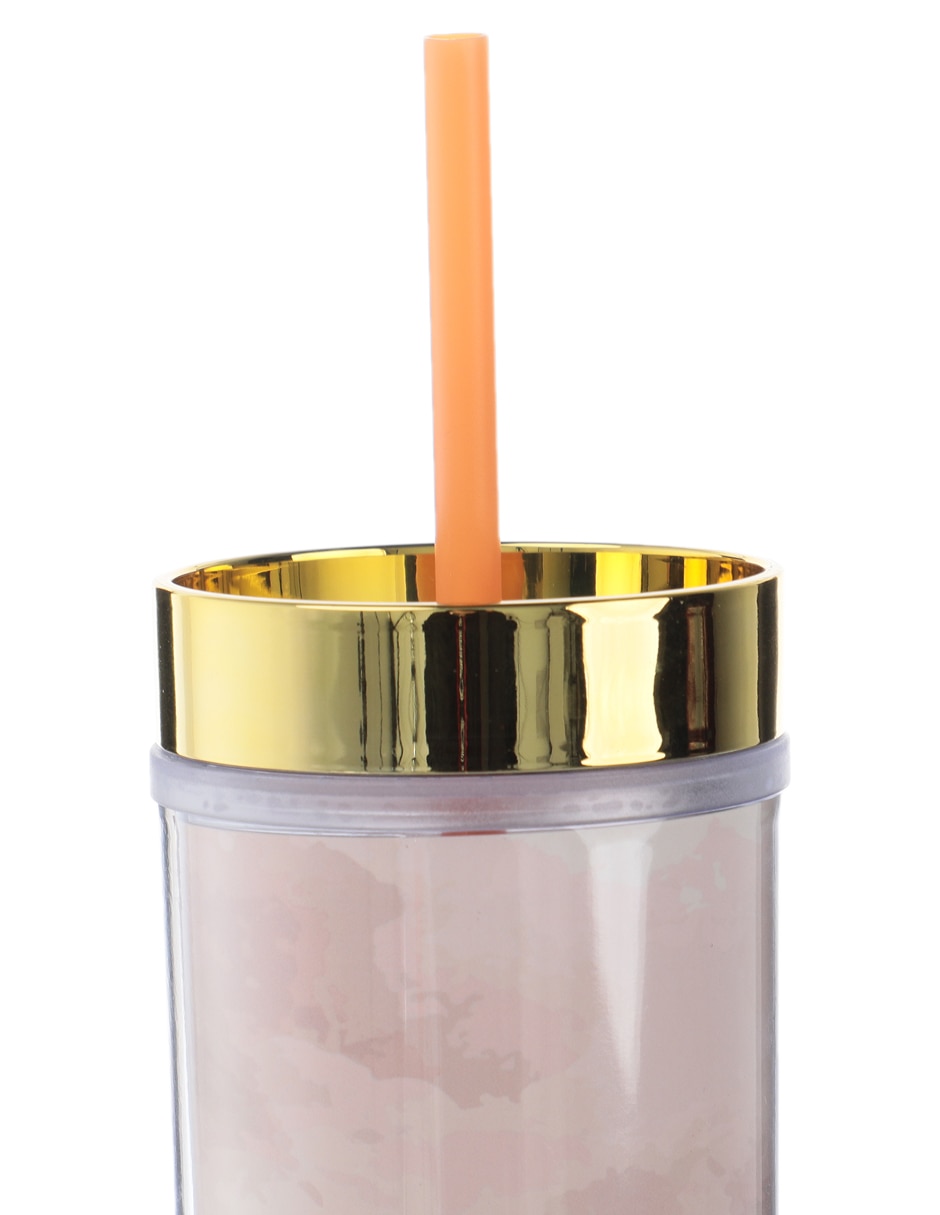 Vaso con tapa y popote de plástico con 3 piezas 2