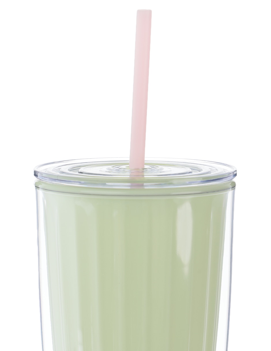 Vaso con tapa y popote con 3 piezas 2