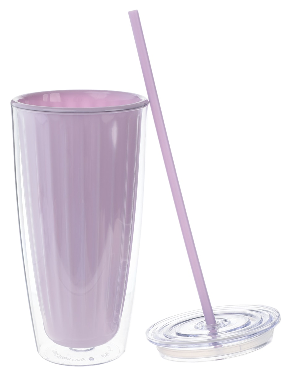 Vaso con tapa y popote con 3 piezas 4