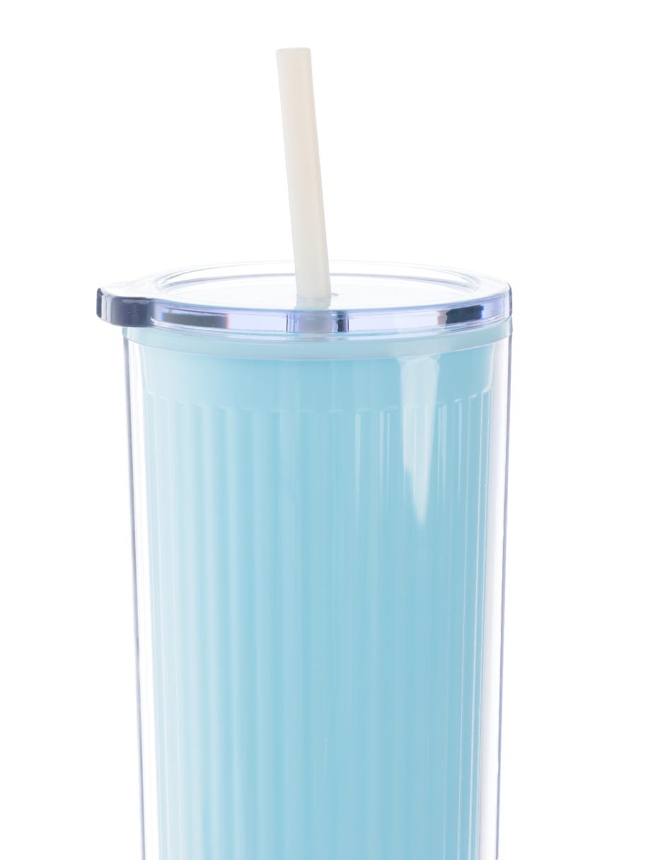 Vaso con tapa y popote de plástico con 3 piezas 2