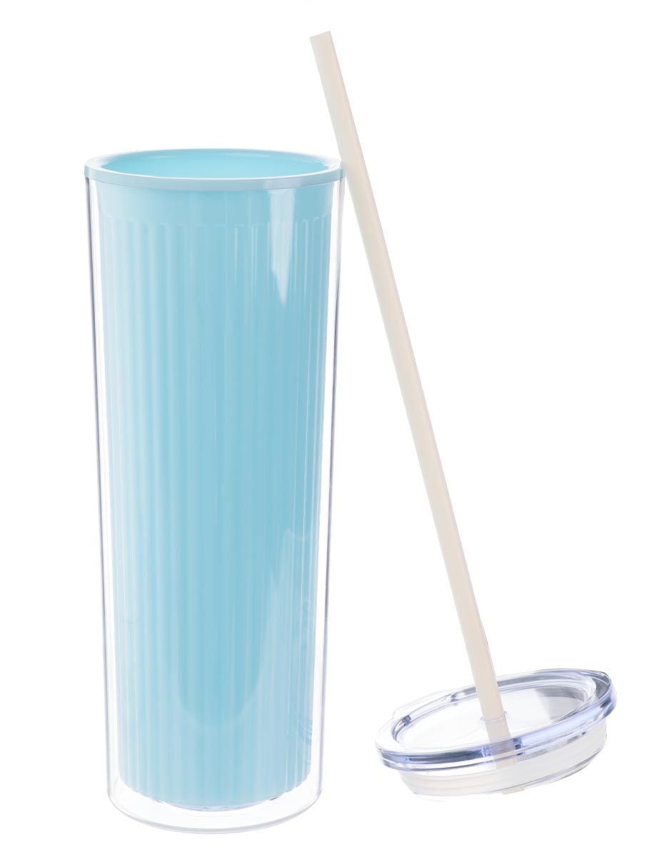 Vaso con tapa y popote de plástico con 3 piezas 4